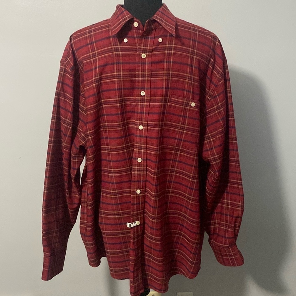 Towncraft Men’s Dress Shirtdress Red Plaid Sz XL NEW
